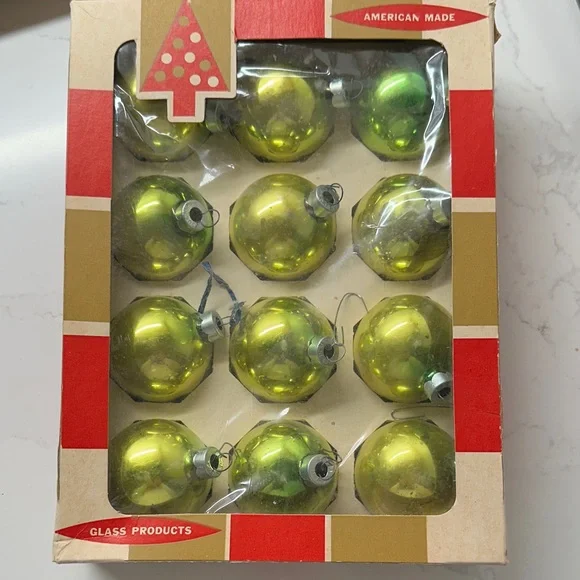 Vintage Green Holiday mercury glass Set - Picture 2 of 3